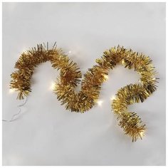 Гирлянда NEON-NIGHT Мишура, 304-012. 150 см, 10 ламп, золотистый/теплый белый/прозрачный провод