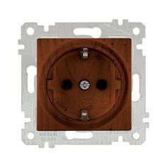 Розетка 1-ая (скрытая, без рамки, с/з) орех, RITA, MUTLUSAN (16 A, 250 V, IP 20) (2200 600 0257)