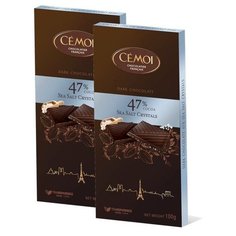 Горький шоколад Cemoi 47% какао с кристаллами морской соли, 100г, 2шт.