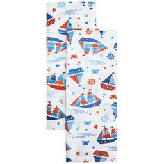 Набор ситцевых пеленок Amarobaby Emotion Кораблики, белый-2 шт.