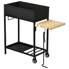 МАНГАЛ НА КОЛЕСАХ СО СТОЛИКОМ, ДРОВНИЦЕЙ И КОЧЕРГОЙ (1) "BOYSCOUT" 61520