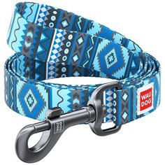 Поводок waudog nylon с рисунком этно синий( ширина 10 мм, длина 122 см) новинка!