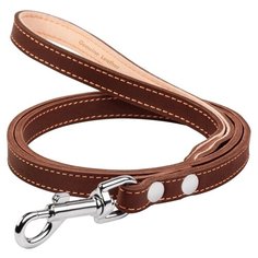 Поводок collar двойной с прошивкой (ширина 14мм, длина 122см) коричневый