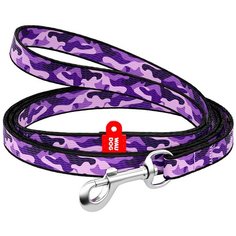 Поводок waudog nylon с рисунком фиолетовый камо(ширина 10мм, длина 122см) новинка!
