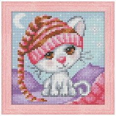 Алмазная мозаика "Сонный котенок", 15x15 см