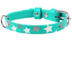 Ошейник waudog glamour с узором звёздочка (ширина 15мм, длина 27-36см) ментоловый новинка!