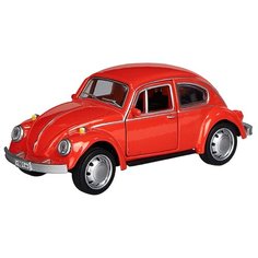 Детская инерционная металлическая машинка с открывающимися дверями PlaySmart, модель Volkswagen beetle, красный Serinity Toys