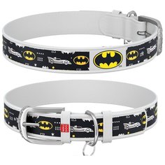 Waudog ошейник для собак кожаный design с qr паспортом, с рисунком бэтмен3 размер m (ширина 20 мм, длина 29-38 см), белый 0020-1005-15, 0,050 кг, 53337