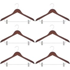 Набор вешалок 6 штук "Орех" с металл перекладиной ; зажимы, 44,5х1,2х27 см EL Casa