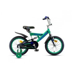 Детский велосипед MaxxPro SENSOR 16 XS зелено-синий с боковыми колесами