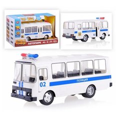 Детская инерционная машинка Serinity Toys с открывающимися дверями, модель Автобус ПАЗ Полиция (со звуковыми и световыми эффектами)