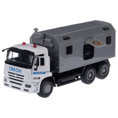 Детская инерционная металлическая машинка Serinity Toys с открывающимися дверями, модель Грузовик КАМАЗ Полиция Омон