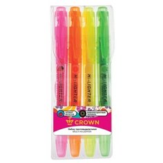 CROWN Набор текстовыделителей Multi Hi-Lighter, 4 шт. (F-500-4)