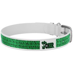 Waudog ошейник для собак кожаный design с qr паспортом, с рисунком джокер размер s (ширина 15 мм, длина 26-35 см), белый 0015-1001-15, 0,040 кг, 53344