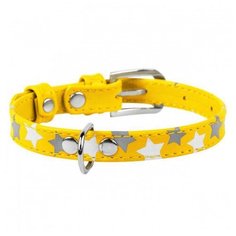 Ошейник waudog glamour с узором звёздочка (ширина 12мм, длина 19-25см) желтый
