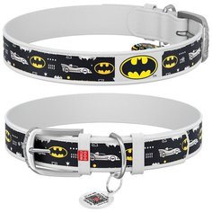 Waudog ошейник для собак кожаный design с qr паспортом, с рисунком бэтмен3 размер xs (ширина 12 мм, длина 18-24 см), белый 0012-1005-15, 0,020 кг, 53339