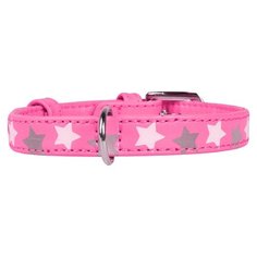 Ошейник waudog glamour с узором звёздочка (ширина 20мм, длина 30-39см) розовый