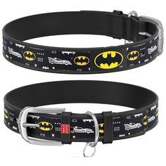 Waudog ошейник для собак кожаный design с qr паспортом, с рисунком бэтмен3 размер xs (ширина 12 мм, длина 20-28 см), черный 0013-1005-01, 0,020 кг, 53377