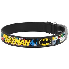 Waudog ошейник для собак кожаный design с qr паспортом, с рисунком бэтмен1 размер m (ширина 20 мм, длина 29-38 см), черный 0020-1003-01, 0,050 кг, 53362