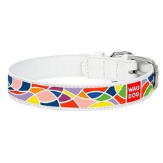 Ошейник waudog design с рисунком витраж (ширина 20 мм, длина 30-39 см) белый
