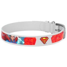 Waudog ошейник для собак кожаный design с qr паспортом, с рисунком супермен1 размер xs (ширина 12 мм, длина 18-24 см), белый 0012-1007-15, 0,020 кг, 53351