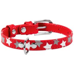Ошейник waudog glamour с узором звёздочка (ширина 15мм, длина 27-36см) красный