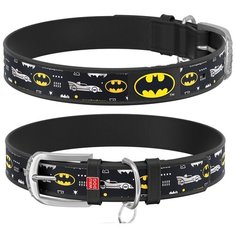 Waudog ошейник для собак кожаный design с qr паспортом, с рисунком бэтмен3 размер m (ширина 20 мм, длина 29-38 см), черный 0020-1005-01, 0,050 кг, 53373