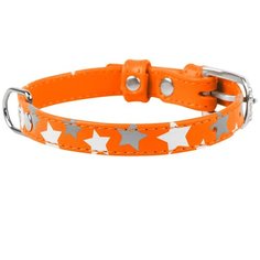 Ошейник waudog glamour с узором звёздочка (ширина 15мм, длина 27-36см) оранжевый