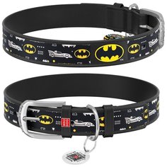 Waudog ошейник для собак кожаный design с qr паспортом, с рисунком бэтмен3 размер xs (ширина 12 мм, длина 18-24 см), черный 0012-1005-01, 0,020 кг, 53376