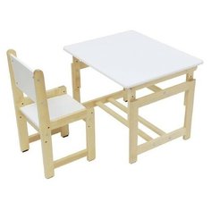 Комплект Polini стол+стул Eco 400 SM 68x55 см белый/натуральный