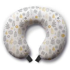 Дорожная (туристическая) подушка для шеи "Осенняя пора", для путешествий в самолете (машине) Ambesonne