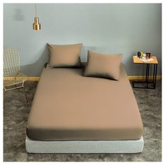 Простыня на резинке Nova Сатин, 140x200 см, песочный