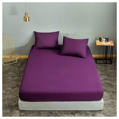 Простыня на резинке Nova Сатин, 180x200 см, баклажановый