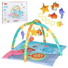 Детский коврик развивающий для малышей Smart Baby "Лучшие друзья", квадратный, подвески-погремушки,игрушки развивающие, коврик для ползания детский, коврик для детей, игровой коврик детский, коврик для малышей, коврик для ребенка, коврик для детей игр