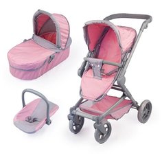 Коляска-трансформер для кукол до 50см, 3в1 с люлькой-переноской, ручка регулируется, складная Melobo / Melogo
