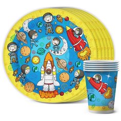 Набор для праздника Космонавты (стакан и тарелка по 6 шт.) ND Play
