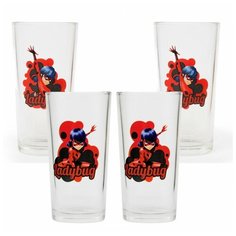 Набор стаканов ND Play. "Леди Баг и Супер Кот", (200 мл, 4 шт) стекло