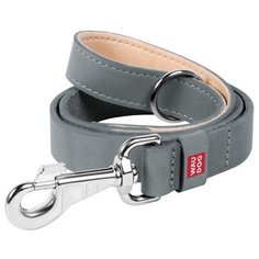 Поводок waudog eco, еко кожа (ширина 25 мм, длина 122 см) серый новинка!