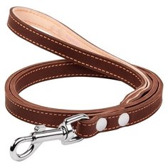 Поводок collar двойной с прошивкой (ширина 25мм, длина 122см) коричневый