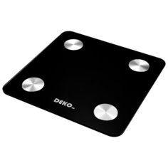 Умные напольные весы повышенной точности DEKO DKSC02 Black, до 180кг, ЖК-дисплей, 12 параметров из