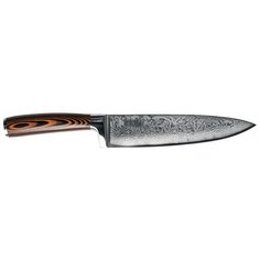 Шеф-нож Mikadzo Damascus Suminagashi, лезвие 20.3 см, черно-коричневый