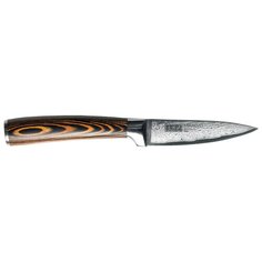 Нож для овощей Mikadzo Damascus Suminagashi, лезвие 8.9 см, черно-коричневый