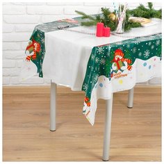 Скатерть Страна Карнавалия Снеговик 4291889 108х180 см белый/зеленый