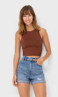 Stradivarius Шорты Mom Fit Облегающего Кроя С Темным Эффектом Потертости 36