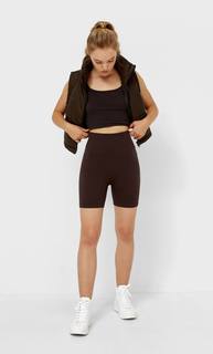 Stradivarius Бесшовный Топ С Декоративной Деталью На Спине Коричневый Xl