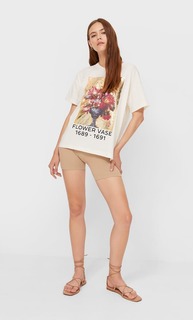 Stradivarius Футболка С Принтом Цвет Небеленого Полотна Xl