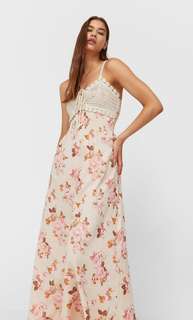 Stradivarius Длинное Комбинированное Платье Цвет Камня M