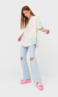 Stradivarius Длинная Футболка С Принтом Тай-Дай Multicolor Xl