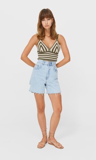 Stradivarius Топ-Бралетт Из Кружева Кроше В Полоску Multicolor M