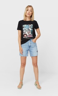 Stradivarius Футболка С Принтом Черный L